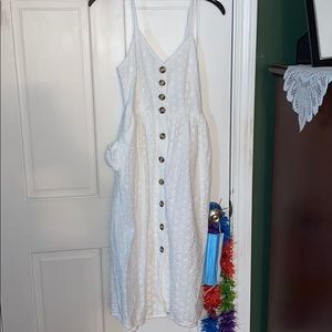 white button down dress